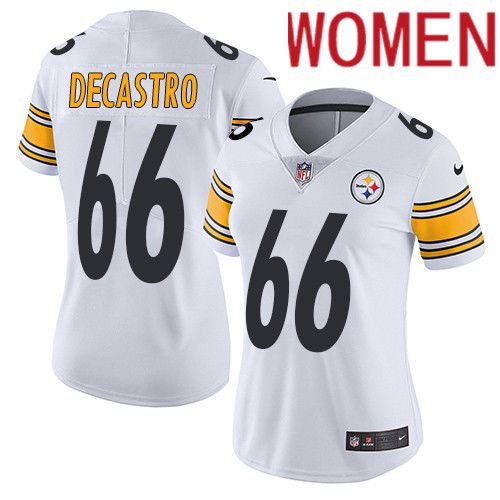 Women Pittsburgh Steelers 66 David DeCastro Nike White Vapor Limited NFL Jersey